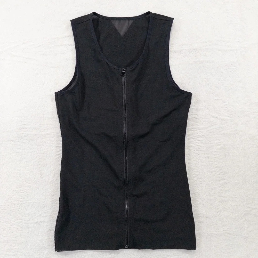 Zerobodys Mens Compression Vest Size M Black Slimming Body Shaper Zipper Tank